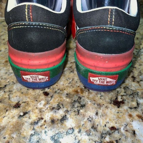 PRIDE VANS Old Skool Stacked Glitter Black Rainbow Sneakers VN0A4U15WW1 - Picture 6 of 8